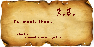 Kommenda Bence névjegykártya